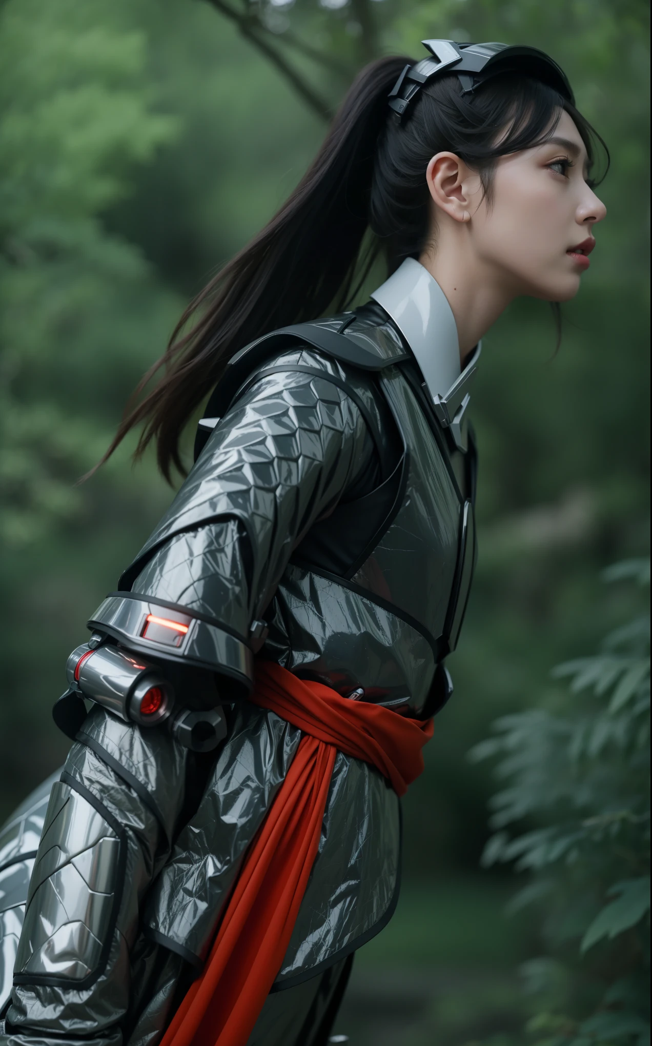Futuristic high-tech style，best quality,Fairy Skin,(every time :1.2),eternal,Very detailed,Practical,high quality,Light,Light线追踪,Ultra HD,Upper Body, Future Iron Man Mech，shooting，Battery，Transmitter，Large caliber artillery，Rostlan 8K，Armored Girl,Wearing a cyberpunk technology helmet，星际战甲helmet，With breathing Light，The armor of the future shines，Armed Cannon，High-tech armor，helmet，Mechanical，Gorgeous armor