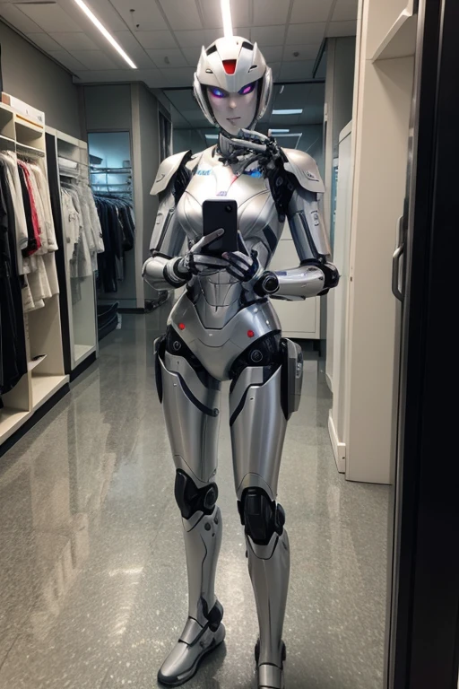 robot with cell phone in hand