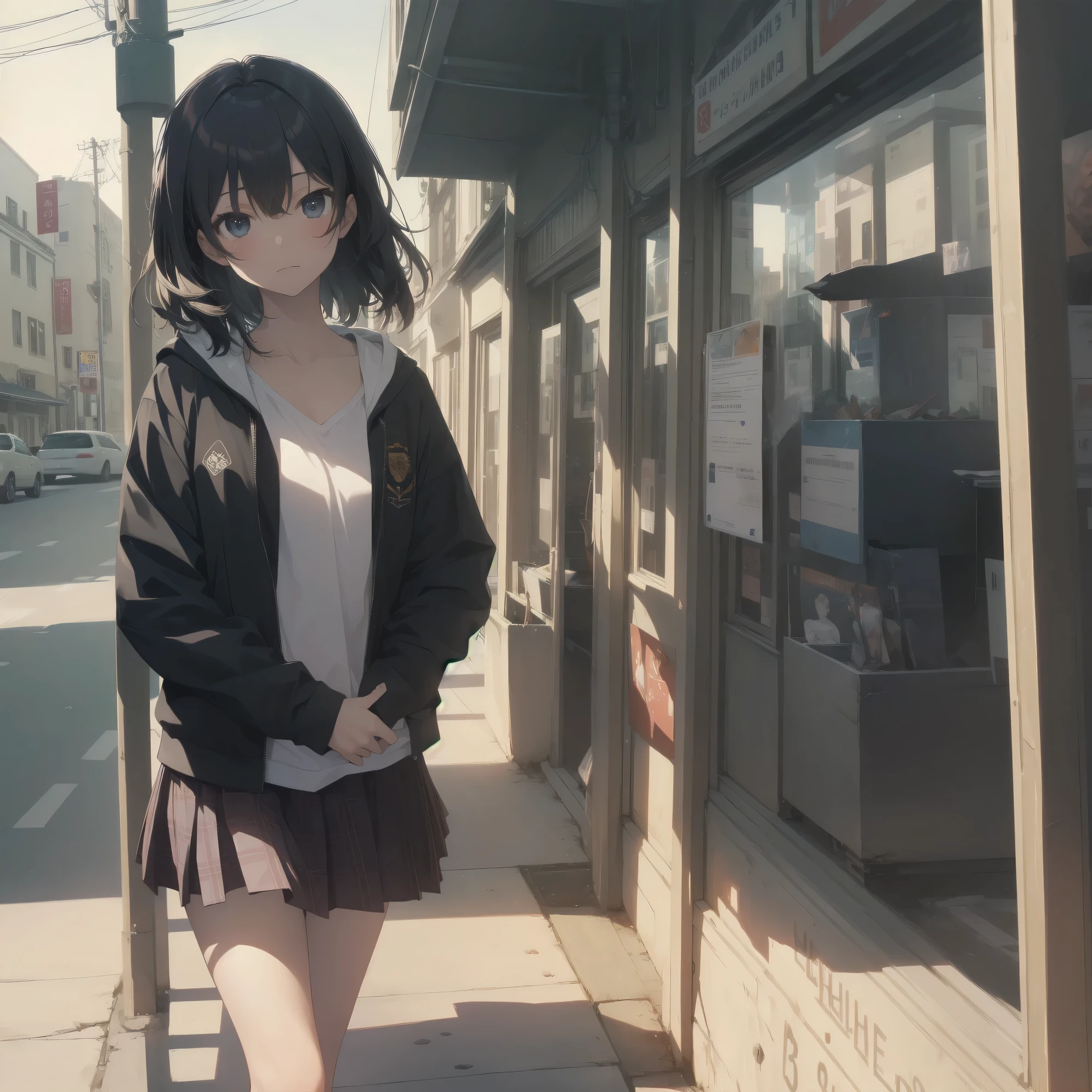 ultra-absurdres-Top quality by artist God, ultra-detailed, high resolution, anime moe artstyle, best anime 8k konachan wallpaper, pixiv contest winner, pool:2810, perfect anatomy,break, 1girl, (Please draw a girl walking sleepily to school alone. )break,(Solo,little female, 13-year-old:1.3),Full limbs, complete fingers,a junior high school student, (very short hair), short cut, flat chest, , small butt, small black eyes, beautiful detailed eyes, well-proportioned iris and pupils, expressive eyes, highres detailed hair, soft expression, salor school_uniform, sailor collar, serahuku, bow, pleated skirt,(Detailed Lighting), (Detailed background), in the School commute route. break,super detailed skin, Best cinematic lighting powered by famous artist, 8k,beauty illustration,photoshop_(medium),very aesthetic,break,((artist:haruhisky )), artist:clamp ,artist:carnelian ,artist:kantoku ,
