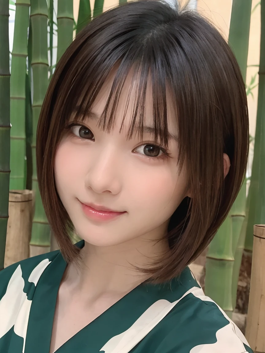 One Girl, (beautiful girl, Delicate girl:1.3), (16 years old:1.3),
break, (yukata:1.2),
break, (Bamboo strips Tanabata background:1.2),
break, smile, Very beautiful eyes, (Symmetrical eyes:1.3),
break, (Big Breasts:1.3), Brown eyes, Parted bangs, Brown bob cut hair, Round face, cute,
break, (Eye and facial details:1.0),
break, (masterpiece, Highest quality, Very detailed, Detailed face, 8k)