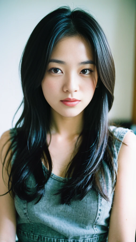 ((最high quality、8k、masterpiece、Portrait:1.3)), Follistic, Disposable Cameras, 35mm film, high quality, One Woman's Voice, Japanese, Middle-aged women, Beauty, huge , 41 years old, Plump body, Wavy Hair, Wrinkles around the eyes, 、Messy room、Apartment kitchen、Lace bra、Lace pattern panties、barefoot、、wedding ring、belly button、Rat Trail Section、Cleavage、Tie your hair back、A happy look