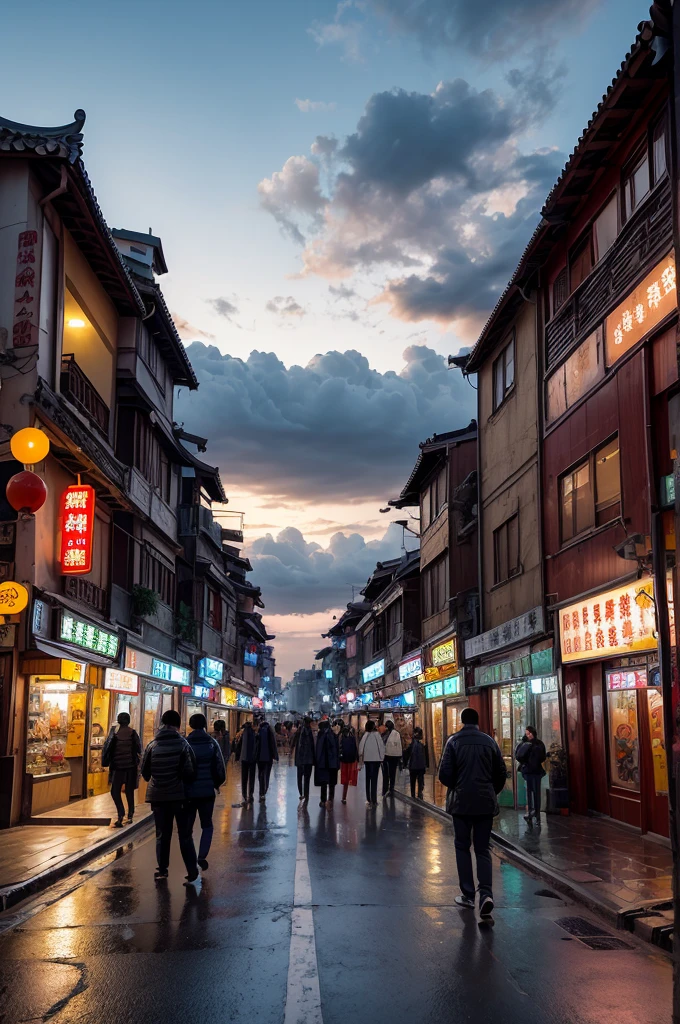evening,Clouds,Hongxia,street,Busy