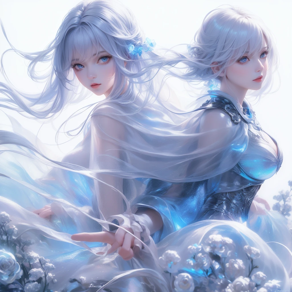 ((masterpiece)), (((best quality))), ((Super detailed)), ((illustration)),[Realistic lighting effects],shadow,(Fantasy style),(White background:1.6), Simple background, (earth theme),(A cape)[(hair focus,((1 Girl)),[(Big slime hair): (Cloud):0.3], (hair on background),(High Saturation),(The hair is surrounded by galactic splashes),)):((Her hair turned into a galactic cloud,:1.27628), (Hair and clothes are galactic clouds and star clusters:1.1025),(A cape is becoming galaxy clouds)