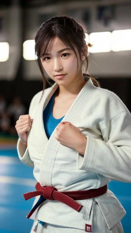 Sports Photography,Beautiful woman,(Judo:1.2),(Judo uniform:1.2)