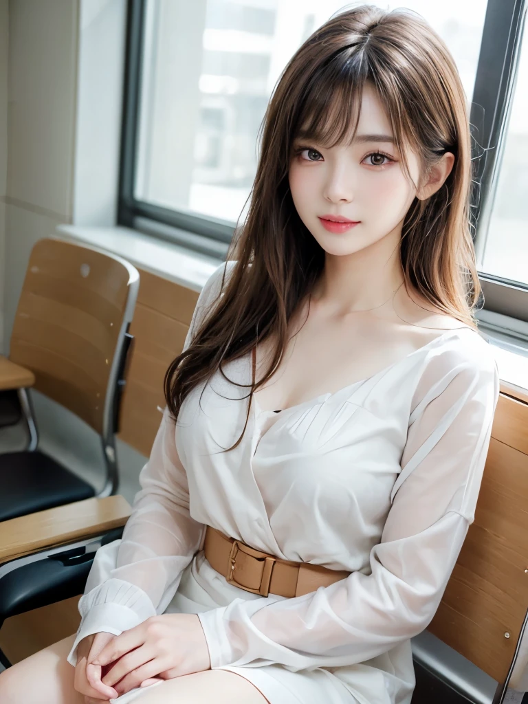 1womanl、Early 20s、(Strong-willed super beautiful woman)、(ultra beautiful faces)、(natta)、Wearing makeup、Wavy brown hair、Sitting in the seat of the Ferris wheel、Night view of Osaka city from the window、Shallow depth of field