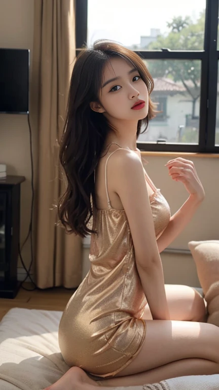 1 Girl,living room,Soft Light,Chinese Beauty,Sex nightdress,Long hair