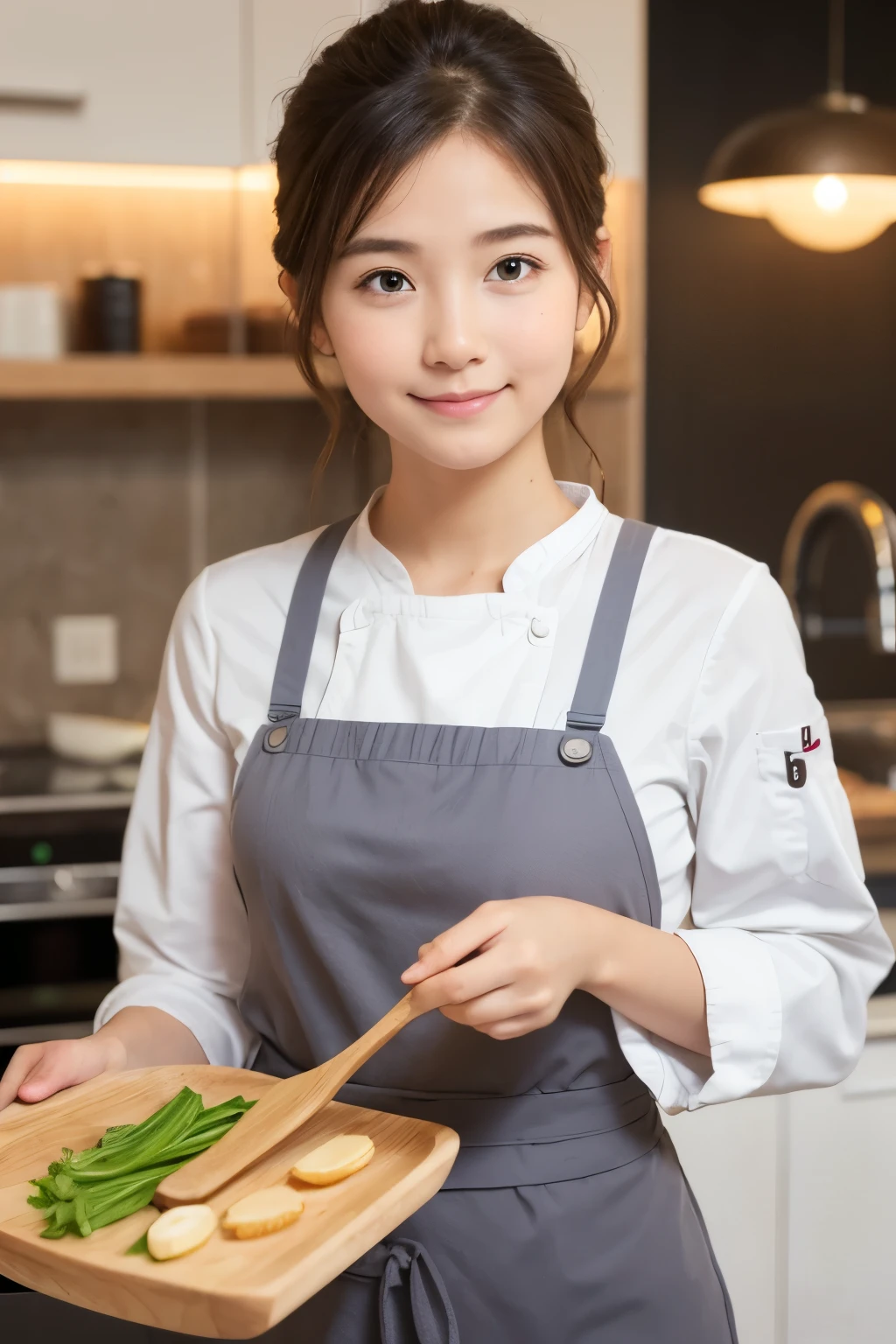Nutritionist, Chef, Girl, Medium length, Baby face, Natural style