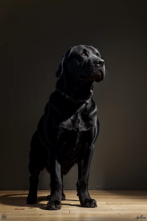 Big black dog. painting