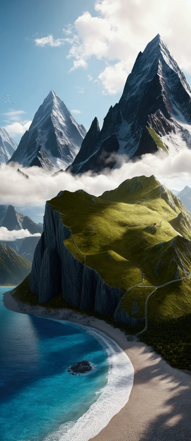 Mountain  and ocan realistic 8k real