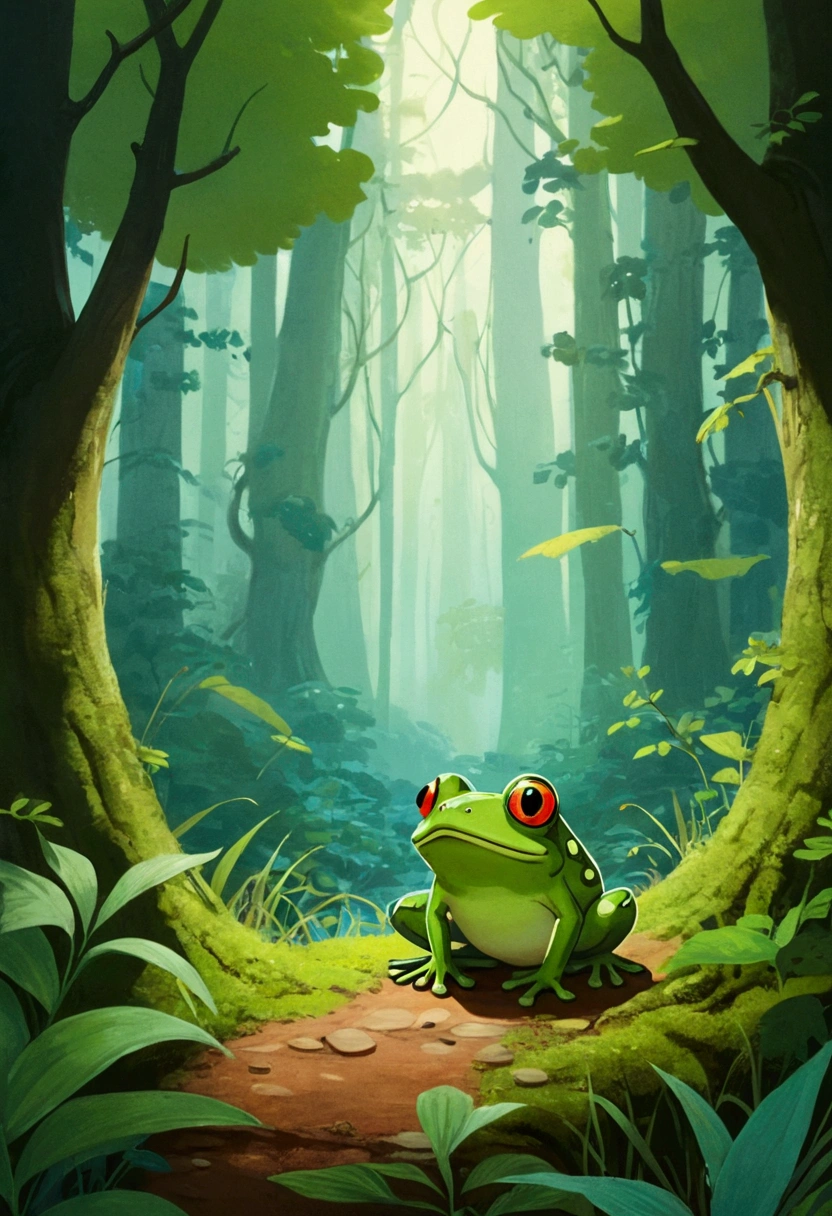 critters、frogs、handpainted、cartoony、Picture books、ln the forest, Minimalism, anime