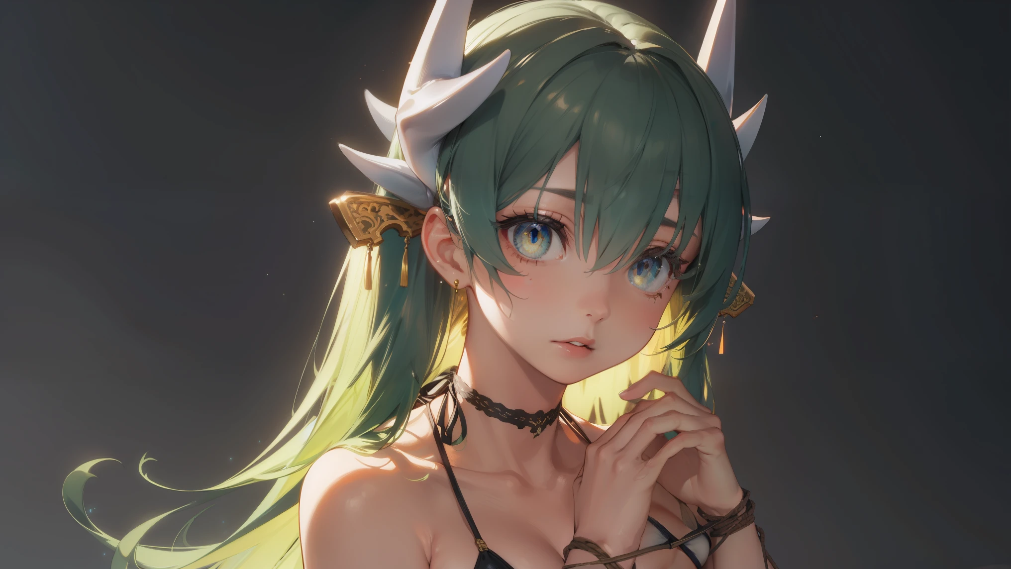 1girl, solo, ((aakiyo)), long hair, green hair, white horns, hair ornament, yellow eyes,
BREAK (micro bikini:1.2)
BREAK the navel is large、With both hands tied with ropes、Bondage,
BREAK (masterpiece:1.2), best quality, high resolution, unity 8k wallpaper,NSFW ,(illustration:0.8), (beautiful detailed eyes:1.6), extremely detailed face, perfect lighting, extremely detailed CG, (perfect hands, perfect anatomy),