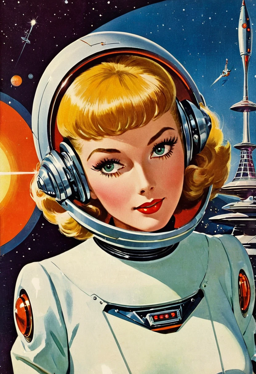 Retro futuristic, ((retro futurism)), ((Science fiction)), 1950s, (((1960s))), 1970s, (robot),