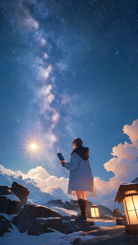 (((8k))), (((High resolution))),((Highest quality)),wood々Visible from between,night,Starry Sky,Big Moon,Sparkling,Beautiful sky,Ultra-realistic,8k,Ultra-fine