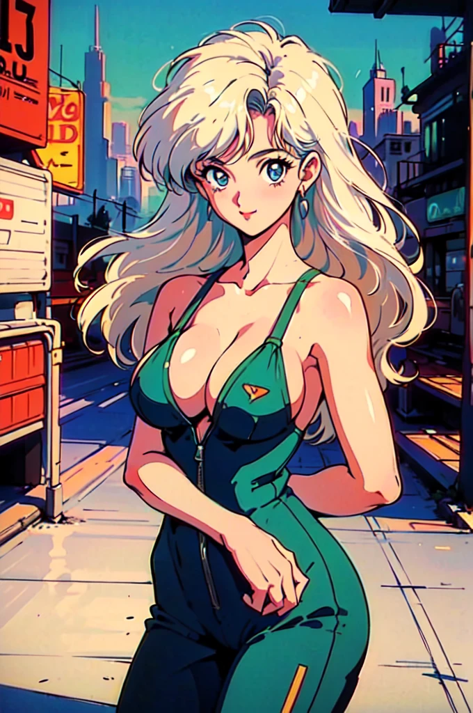 (80's, retro, city pop poster:1.5), (album cover), (masterpiece, best quality), (anime, illustration),
best photo pose, dynamic angle, cowboy shot, blonde Russian girl, 19 years old, Large breast, Wide hips, Bubbly ass, Round buttocks,
girl, solo, smile, perfect detail eyes, delicate face, blue eyes,
high fashion,