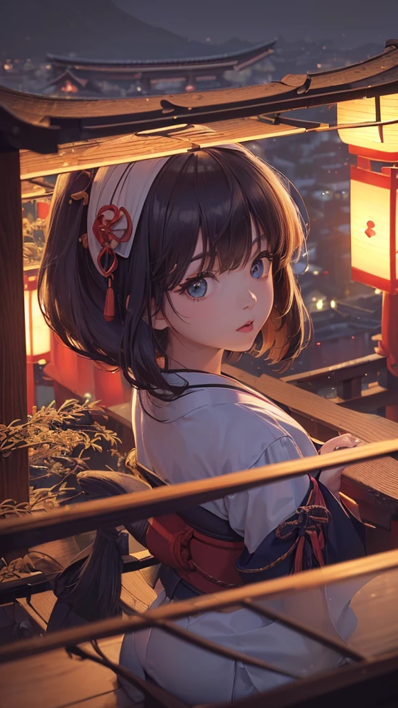 (((masterpiece: 1.5, Highest quality, High resolution: 1.3, Super Resolution, Super Detail, Super Detail: 1.3, Rich background: 1.2))), 1 girl, alone, Green Eyes, Long pink hair with a blue ribbon, Blunt bangs, Cute hairpin, , White Seraphon, Red Sailor Collar, Short sleeve, Blue pleated skirt, (Outdoor), ((Downtown), (crowd), ((Japanese atmosphere: 1.3)), landscape, ((night)), darkness, (Low Light: 1.1), moon, (moonlight: 1.2), ((Dynamic Light: 1.4)), ((Head close-up))))))