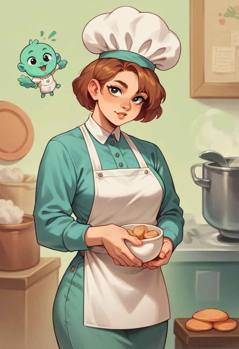 Nutritionist, Chef, Girl, Medium length, Baby face, Natural style,sexy