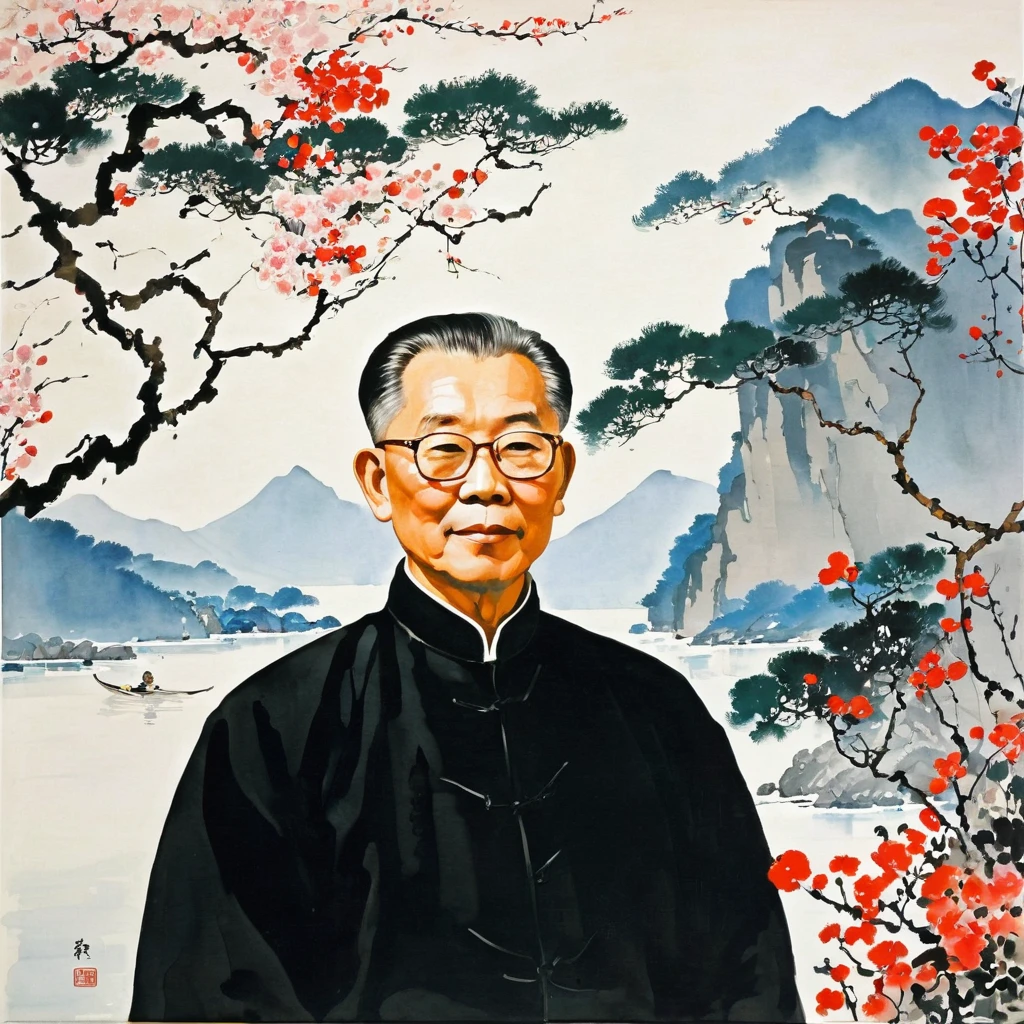 Wu Guanzhong,Wu Guanzhong,self-Retrato,Retrato,pintor,artist