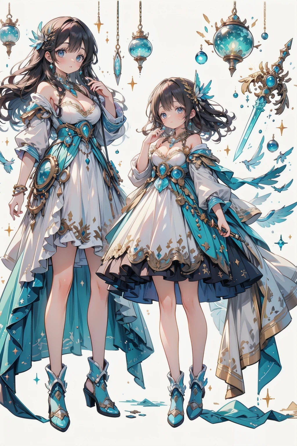 One young and beautiful woman,(Highest quality,Extremely detailed depiction,Incredible high resolution,Anatomically accurate depiction,Curvy Legs),(Glowing Skin,Glowing Skin),(A female swordsman with a noble aura),(Blue Armor,Blue Boots,Metal embroidery,Transparent gemstones and precious metals decoration,Exquisite armor detailing,Holy sword,Valkyrie Helmet,Cape,White tights),(blue eyes,Half-closed eyes:1.3,Shadowed face,lipstick,There is cleavage in the chest,Cool look),eyelash,Luxury Accessories,Earrings,necklace,bracelet,Standing posture