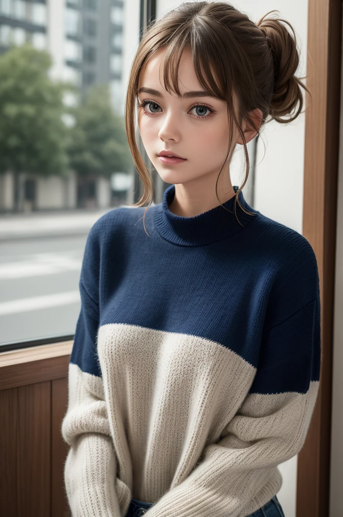 ((best qualityer)), ((work of art)), (detailded), 1 girl, ombro to ombro sweater, 