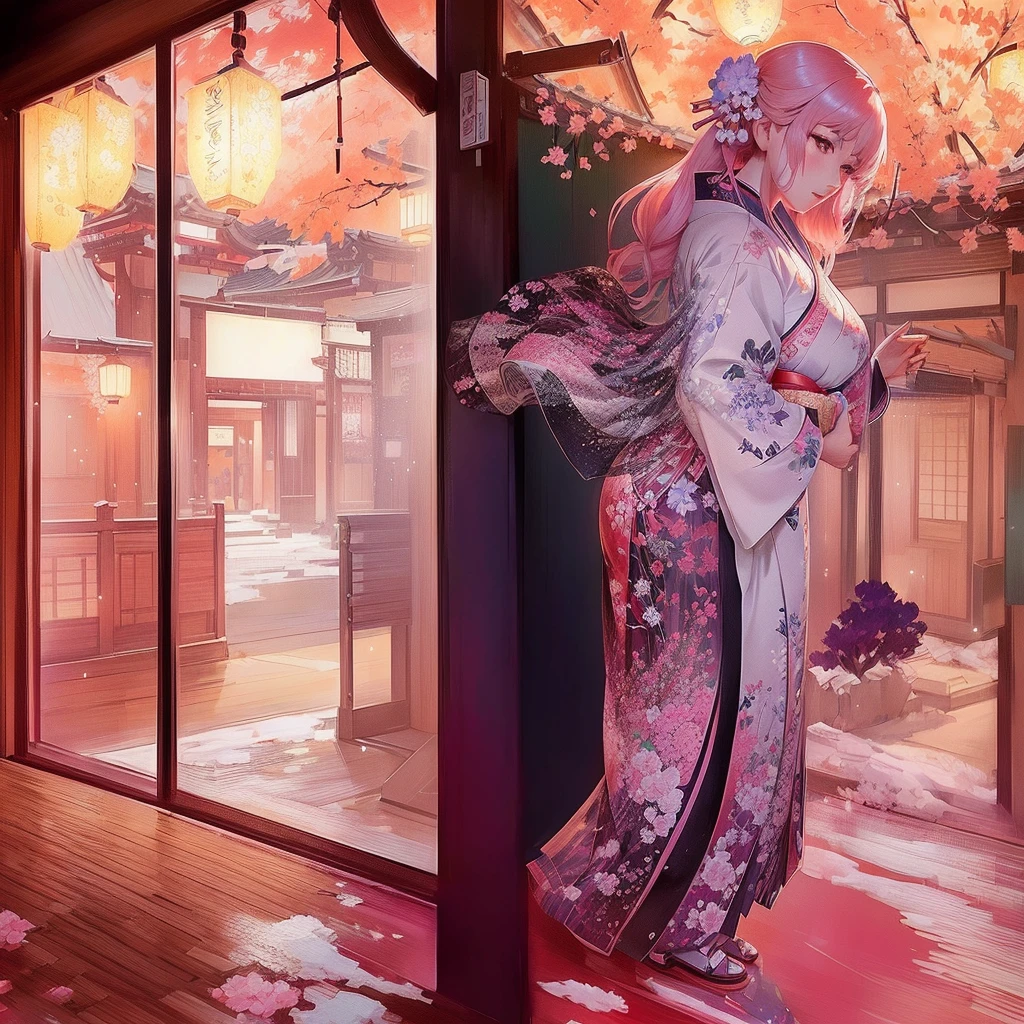 anime - style woman In kimono outfit standing in front of a window, Anime Art Wallpapers 8K, Gweiz-style artwork, In kimono, In kimono, guweiz on pixiv artstation, artstation pixivでトレンド, Digital art on Pixiv, Guweiz on ArtStation Pixiv, Beautiful artwork illustration