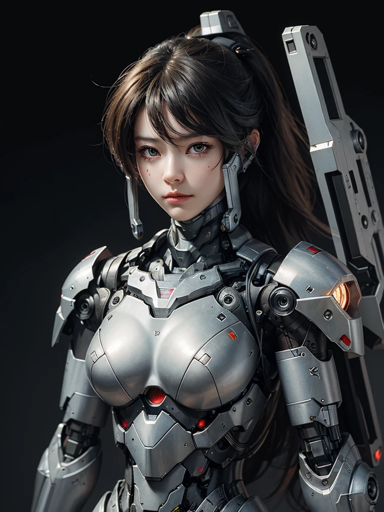 rough skin, Super detailed, advanced details, high quality, 最high quality, High resolution, 1080P, hard disk, beautiful,(War Machine),Beautiful cyborg woman,Mecha cyborg girl,battle mode,Mecha body girl,She&#39;s wearing a futuristic War Machine mech,full body shot