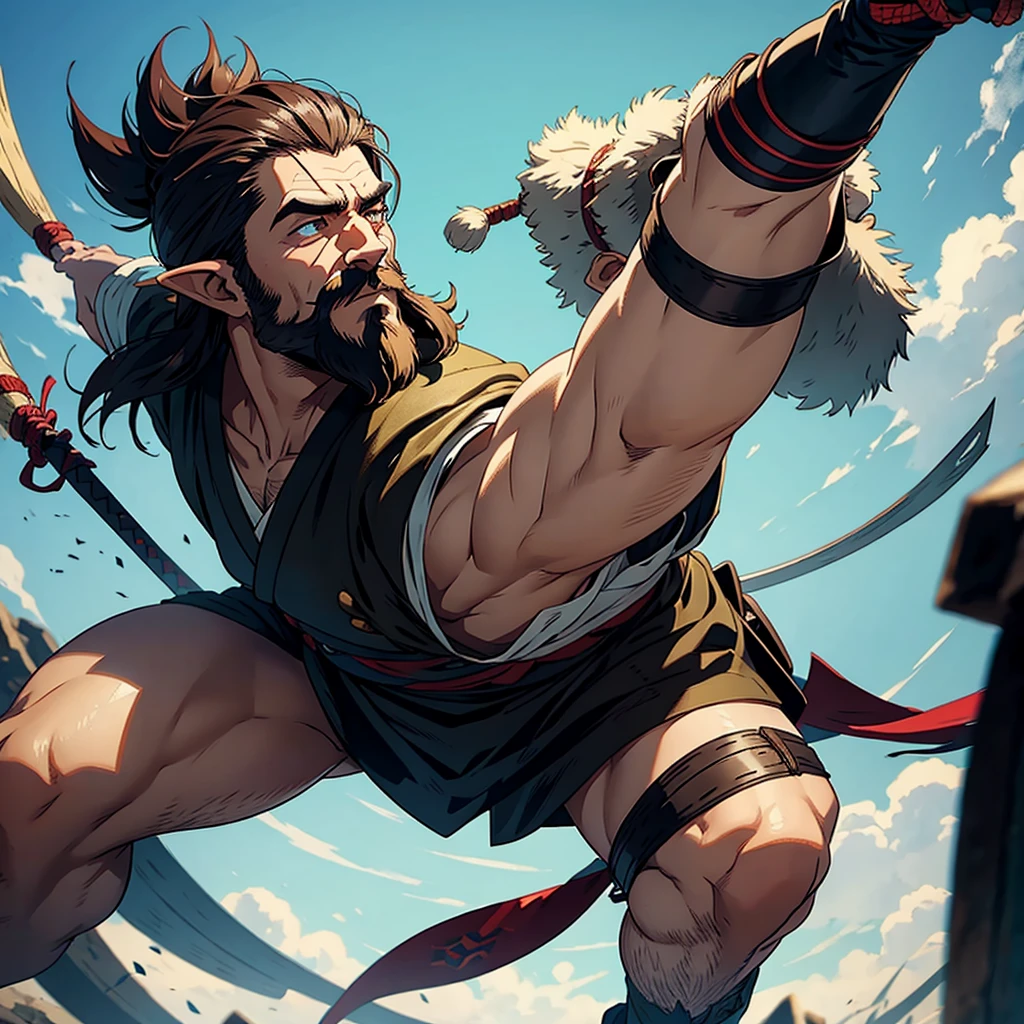 Beard samurai man elf