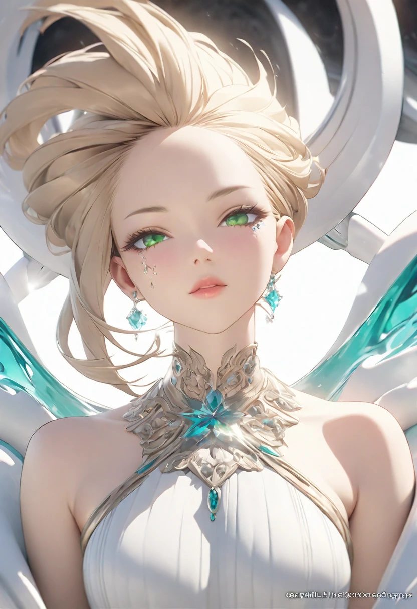 Immerse yourself in the elegance and sophistication of this beautiful blonde，She has charming sparkling green eyes. Leverage 8K resolution 3D technology and Octane rendering technology，A hyper-realistic depiction of her facial details. Intricate, sharp details and smooth rendering style, Combined with studio lighting, Will make this work of art a true masterpiece. Get ready to make a splash on ArtStation，Because it will be a trendsetter in the world of digital art.