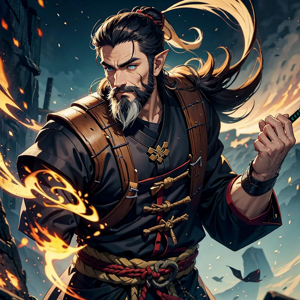 Beard samurai man elf 