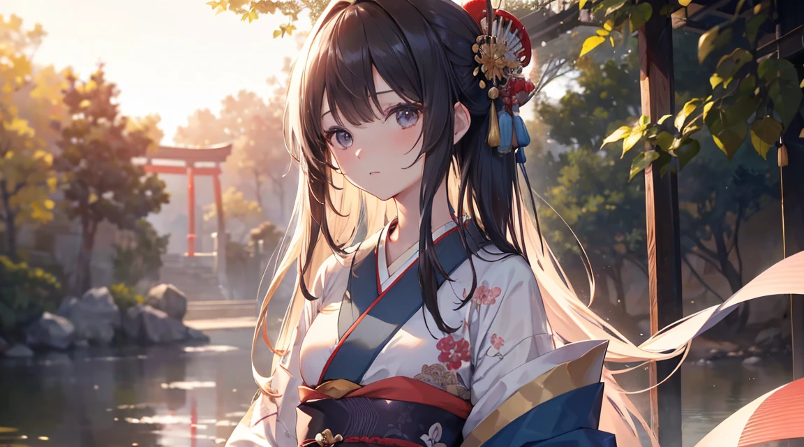 (Long Hair, bangs:1.2),(wear Kimono:1.2),1 girl,Japanese,21 years old,(Small breasts:1.3),(Highest quality,masterpiece:1.3,超A high resolution,),(Ultra-detailed,Caustics),(Photorealistic:1.4,RAW shooting,)Ultra-Realistic Capture,Very detailed,High resolution 16K human skin close-up。 Natural skin texture、,Pores、、It needs to be detailed enough to be easily identifiable。 Skin should be even-toned and healthy looking。 Use natural light and colour, Sad expression, Looking at the camera, Perfect dynamic composition, Outdoor