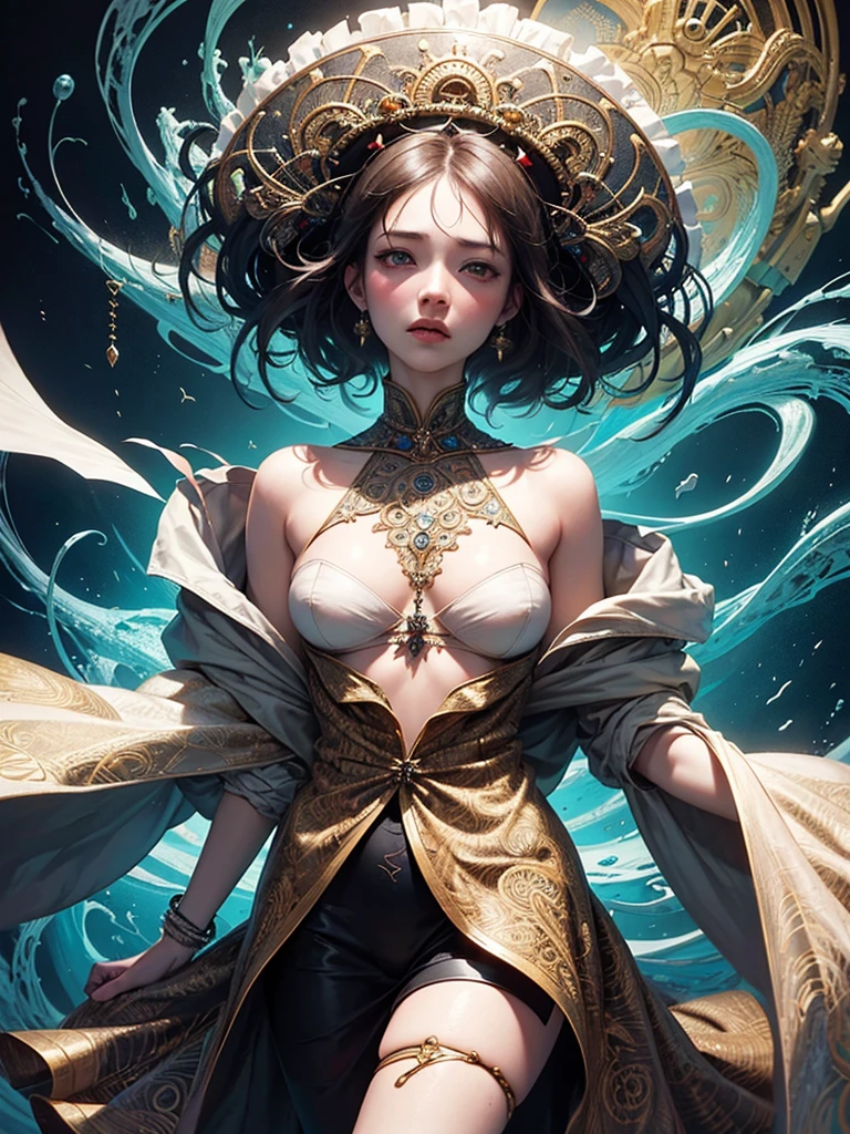 official art, unity 8k wallpaper, ultra detailed, beautiful and aesthetic, masterpiece, best quality, (zentangle, mandala, tangle, entangle), (fractal art:1.3) , 1girl, extremely detailed, dynamic angle, cowboyshot, the most beautiful form of chaos, elegant, a brutalist designed, vivid colours, romanticism, by james jean, roby dwi antono, ross tran, francis bacon, michal mraz, adrian ghenie, petra cortright, gerhard richter, takato yamamoto, ashley wood, atmospheric, ecstasy of musical notes, streaming musical notes visible