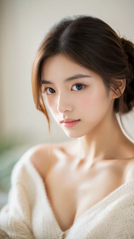 lens: 135mm f1.8, (Highest quality), (Beautiful 22 year old Japanese girl), (Moisturized lips), Narrow eyes, double eyelid, Delicate clavicle, Flat Chest , I&#39;m ashamed of my smallness, Underdeveloped breasts, smile, (Spotted sunlight: 1.2), Professional Lighting, (Petite figure), (Sunburned skin: 0.2), Full body photo, Full Body Focus, (Kneel)、A proper honor student、Slender body、(Navy blue blazer uniform:1.5)、Boyish super short hair、Stylish white bedroom、Ribbon on chest、Sweep all your hair back, A woman is giving a blowjob to a man&#39;s crotch