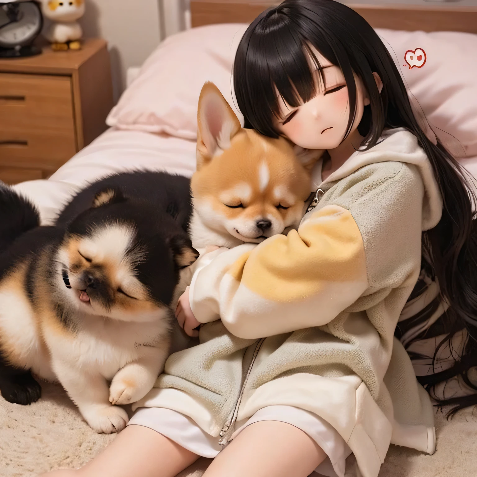 Shiba Inu Girl、Sleeping in bed