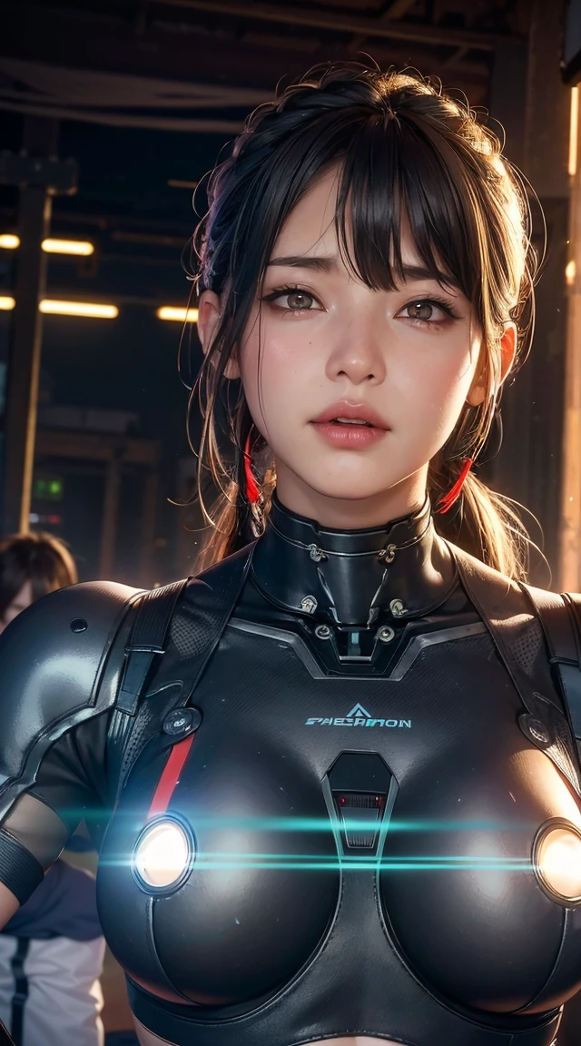 1. Machine Girl,((Ultra-Realistic Details)), Portraiture, Global Illumination, Shadow, Octane Rendering, 8k, Ultra Sharp,Metal,Complex, Decorations detailed, Cool colors, More about Egypt, highly Complex details, Realistic Light, Trending on CGSociety, Glowing Eyes, To the camera, Neon Details, Mechanical limbs,Blood vessels connected to tubes,Mechanical vertebrae attached to the back,Cervical vertebrae mechanically attached to the neck,Sitting,Wires and cables connecting to the head