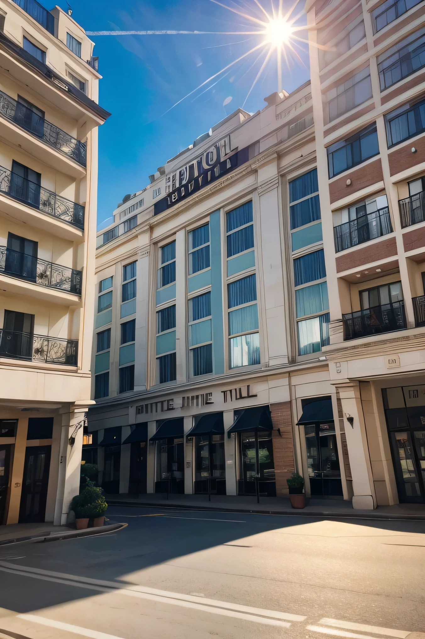 Hotel banner with sunlight beating down