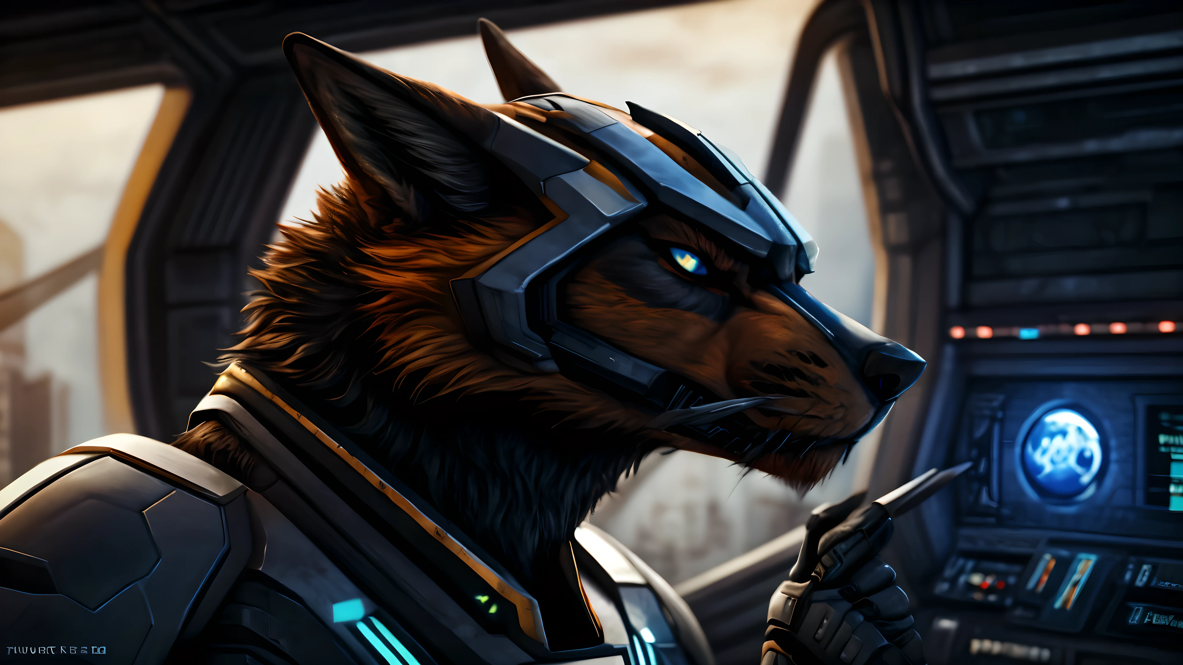 a progressive, sovereign, aggressive, wicked, bad, evil, redfox, in background a futuristic violent starship command bridge, wearing a futuristic diplomatic suit, headshot, best quality, masterpiece, detailed, highres, top quality, best quality, correctly eyes, anatomically correct,