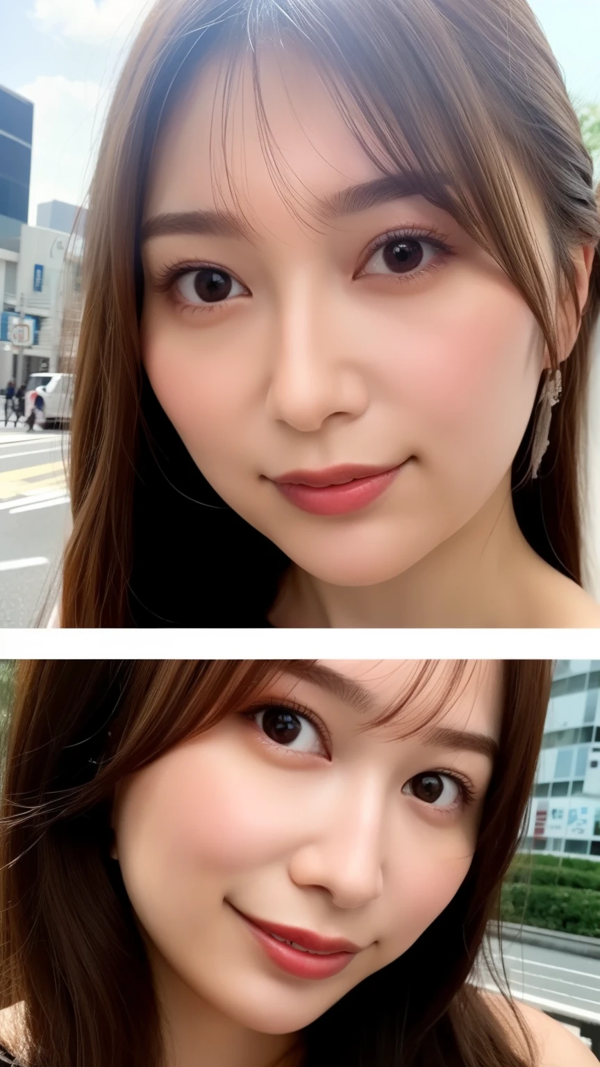 Beautiful Japanese actresses,1 girl,flying debris,,Award-winning photo, Very detailed, Close your eyes, Nose and mouth,Face Focus, Extreme close up of face、 Age 35,Black Hair、Symmetrical face,Realistic nostrils、Angle from below、Elongated C-shaped nostrils NSFW,(Sharp Nose)Sweaty skin、Glowing Skin,(Brow wrinkles))(Cum on tongue)、Deep Kiss、((Thin eyebrows))Oily skin、Glowing Skin、double eyelid、、Beautiful woman、Medium Hair,With eyes wide open、Shortcuts、Summer cityscape、Off the shoulder、Ska can see the sky、Shibuya Center Street