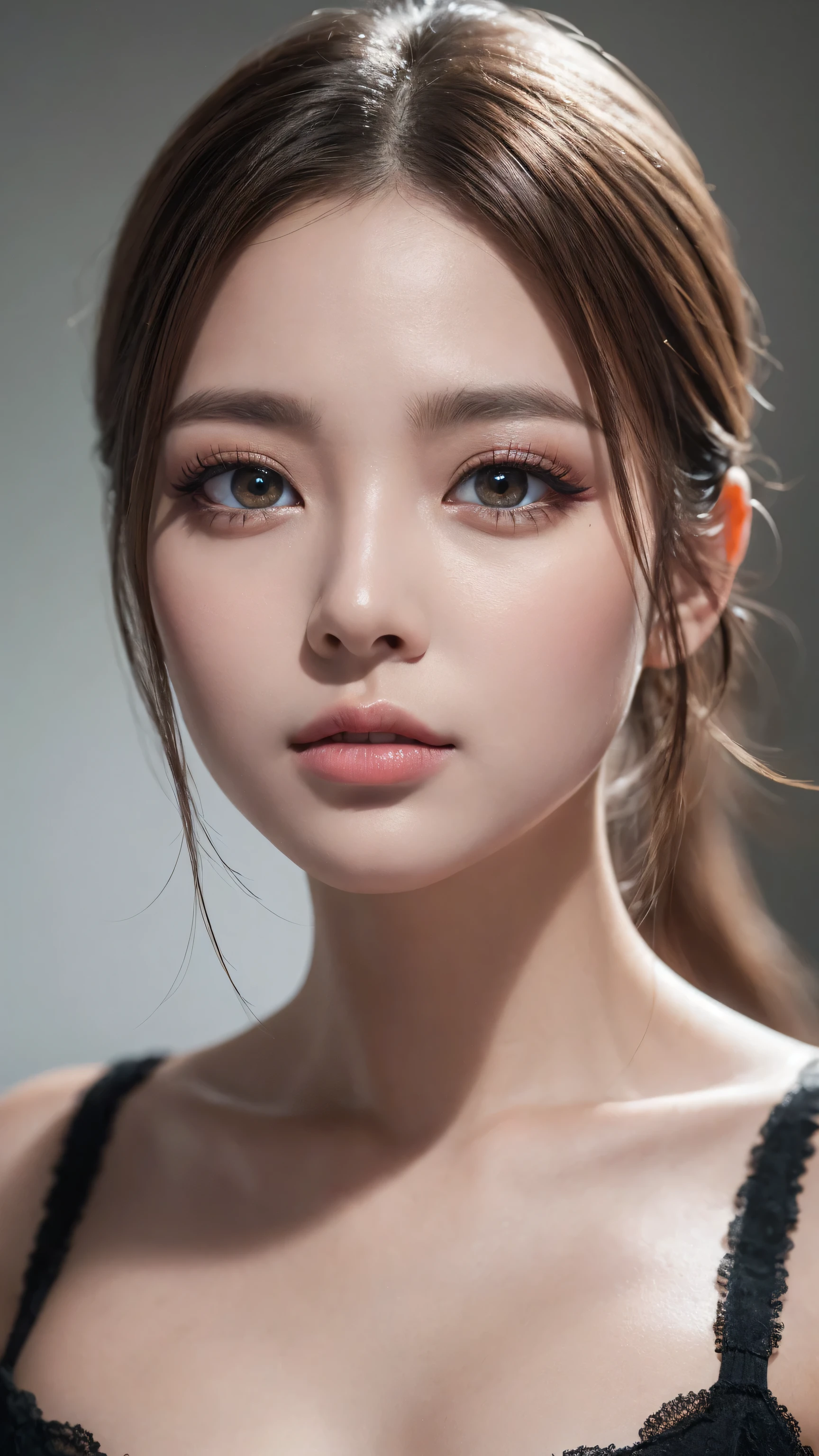 photorealistic Realism 8K Quality (Ultra high-resRealistic eyes clear sharp absurd quality not blurry\.) face, makeup[(eyes|brown)(lashes|dark)].