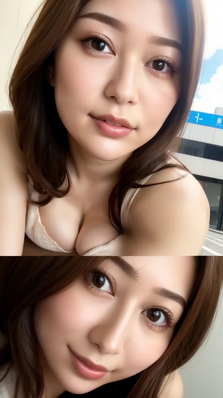 Beautiful Japanese actresses,flying debris,,Award-winning photo, Very detailed, Close your eyes, Nose and mouth,Face Focus, Extreme close up of face、 Age 35,Symmetrical face,Realistic nostrils、Angle from below、Elongated C-shaped nostrils NSFW,(Sharp Nose)Sweaty skin、Glowing Skin,(Brow wrinkles))（Cum on tongue)、Deep Kiss、((Thin eyebrows))Oily skin、Glowing Skin、double eyelid、、Beautiful woman、Medium Hair,With eyes wide open、Summer cityscape、Off the shoulder、Ska can see the sky、Shibuya Center Street
