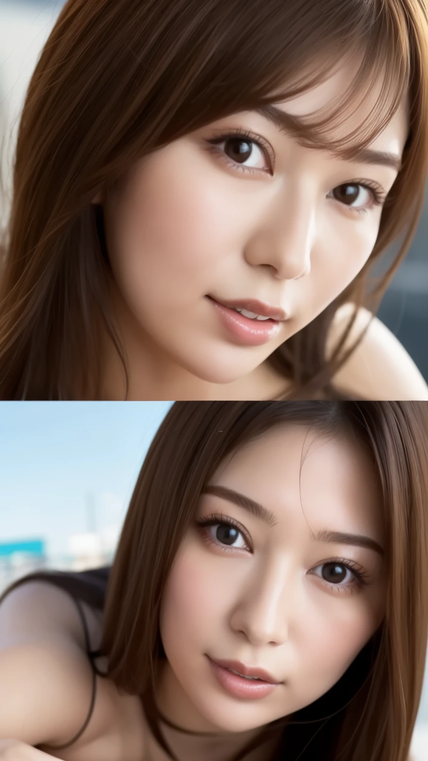 Beautiful Japanese actresses,flying debris,,Award-winning photo, Very detailed, Close your eyes, Nose and mouth,Face Focus, Extreme close up of face、 Age 35,Symmetrical face,Realistic nostrils、Angle from below、Elongated C-shaped nostrils NSFW,(Sharp Nose)Sweaty skin、Glowing Skin,(Brow wrinkles))（Cum on tongue)、Deep Kiss、((Thin eyebrows))Oily skin、Glowing Skin、double eyelid、、Beautiful woman、Medium Hair,With eyes wide open、Summer cityscape、Off the shoulder、Ska can see the sky、Shibuya Center Street
