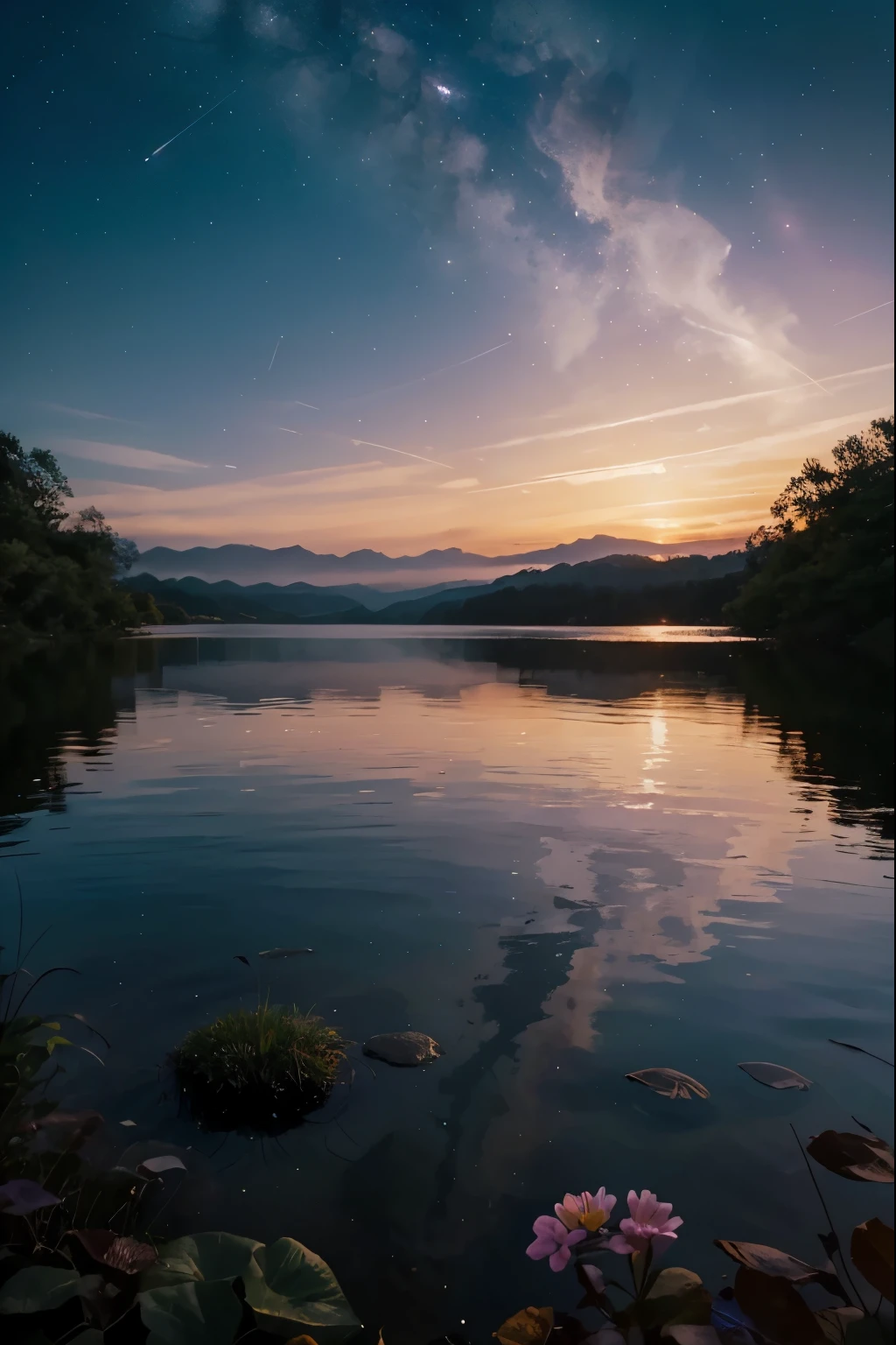 visual: A serene and calming natural scene, like a sunset over a peaceful lake or a starry night sky.
Overlay text:
"When the time is right, everything fits."
"Trust that what was meant for you will find its way."
"The universe has a way of bringing blessings when you least expect it."
"breathe, trust, and embrace the journey! 🌟💫"
Additional Elements:
Includes subtle elements like stars, twinkling lights, or a gentle breeze to evoke a feeling of peace and serenity.
Use suave, soft colors like pastel blues, purple, and pink to enhance the calming effect of the image.