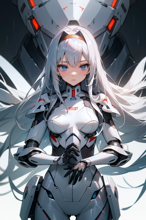 Anime girl with long white hair and blue eyes wearing a black and white outfit., Best Anime 4K Konachan Wallpaper, cyborg - girl with silver hair, android heroine, cyber suits, zero two, with elegant silver armor, White haired deity, Beautiful white cyborg girl, perfect android girl, in white futuristic armor, girl with mecha cybernetic armor