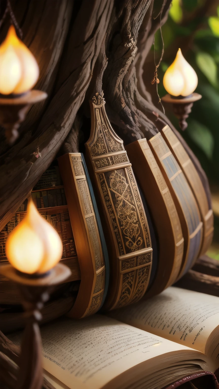 An ancient library oF knowledge hidden within a colossal tree's hollow trunk, illuminated by soFt glowing bioluminescent plants, ancient books and scrolls Filling the shelves, the air Filled with a sense oF wisdom and mystery, photography, macro lens, F/2.8, Capture intricate details and rich colors, --1 piece included:1 --5 --It&#39;s a car