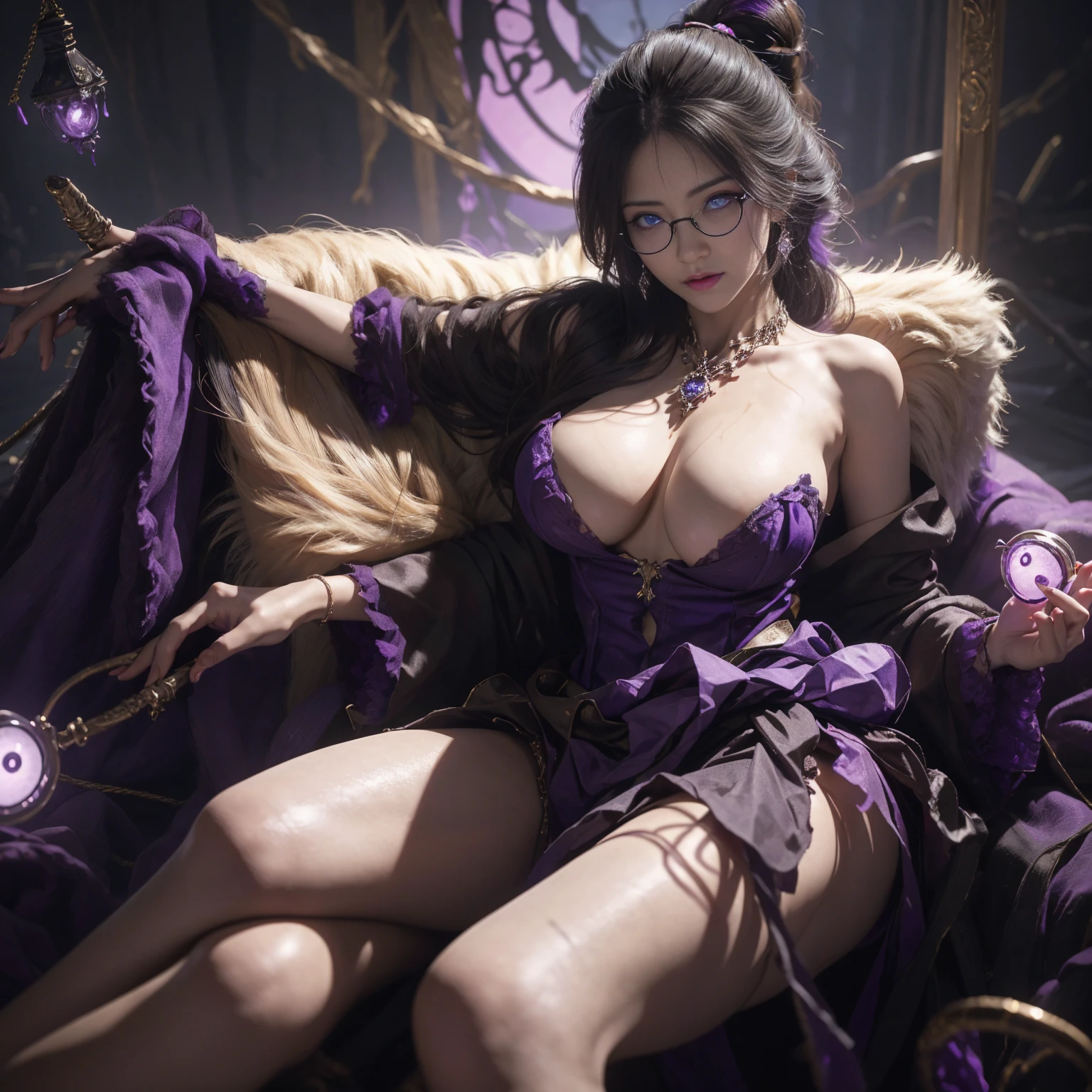 masuter piece、top-quality、Highest Standards、Top image quality、masutepiece、intricate detailes、High resolution、Depth Field、natural soft light、profetional lighting、Great smile、cheeks are reddened、(High Detail Skin: 1.2)、photorealistic anime girl render、Strong highlights of the eyes、Very large breasts、Perfect Anatomy、crotch open、blushing、Shy、Lying down、Panties are visible、Skirt flipping、((Torn and tattered damaged))、Body shiny with oilerectile nipple))、8K resolution、intricate clothing、Intricate details、Panties visible through the skirt、Panties in full view、short bob cute, Fine、(The best illustrations)、8k UHD resolution、intricate-detail、top-quality、realisitic、ultra-detailliert、The best lighting、Best Shadows、Soft lighting、Ulutra HD、Dungeon and Dragon、caves、Dungeon、 A Necromancer、natta、Dark style、Succubus、Devil's Daughter、Bat Wings,(((Demon Hornlack-rimmed round glasses))))、(((Colossal tits)))、(Devil's Tail)、(purple eyes glowing:1.6)、masterpiece、beautiful countenance、Tindall Effect、photos realistic、(High Detail Skins:1.2)、8KUHD、Digital SLR、hightquality、a picture、hight resolution、 absurderes、Ponytail distortion、best ratio four finger and one thumb、1 girl、hair adornments、Red sparkling gemstone necklace、jewely、Beautiful expression、Body Up、Large breasts emphasis、Toned waist、Wide buttocks、Tindall Effect、Photorealsitic、(High Detail Skins:1.2)、pink nipple, pink pussy, very realistic person