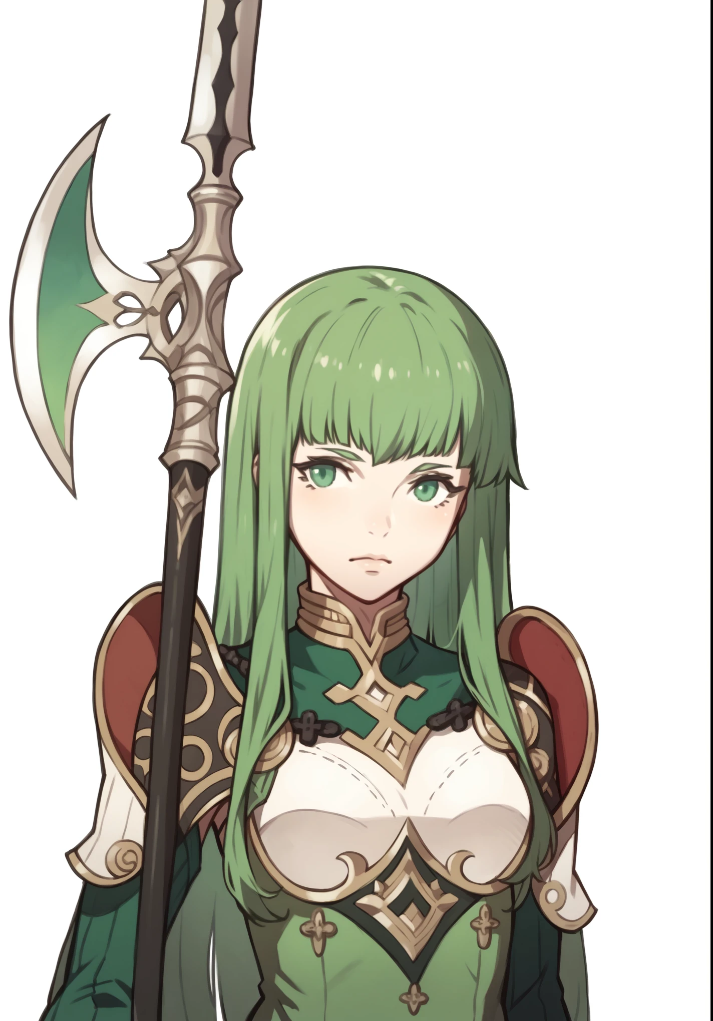 fatesportraits, portraits, white background, Solo, 1girl, green eyes,