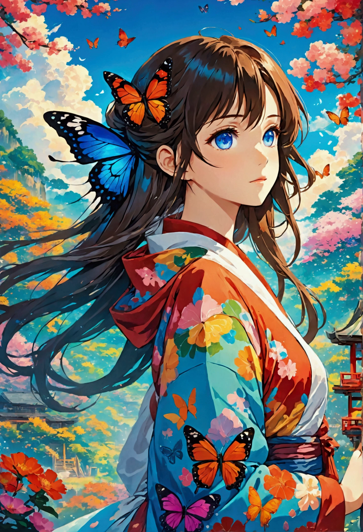 Anime girl with long hair and butterfly wings in a colorful scene, Beautiful Art UHD 4K, Beautiful gorgeous digital art, By Yuumei, anime art wallpaper 4k, anime art wallpaper 4k, Beautiful Anime artwork, Beautiful digital art, Anime Style 4k, Beautiful artwork illustration, Anime Art Wallpapers 8K, Beautiful Anime art, Beautiful Anime