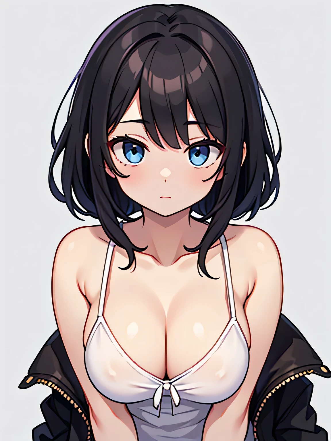 No background、Background white、20-year-old women、D Cup、camisole、Black Hair