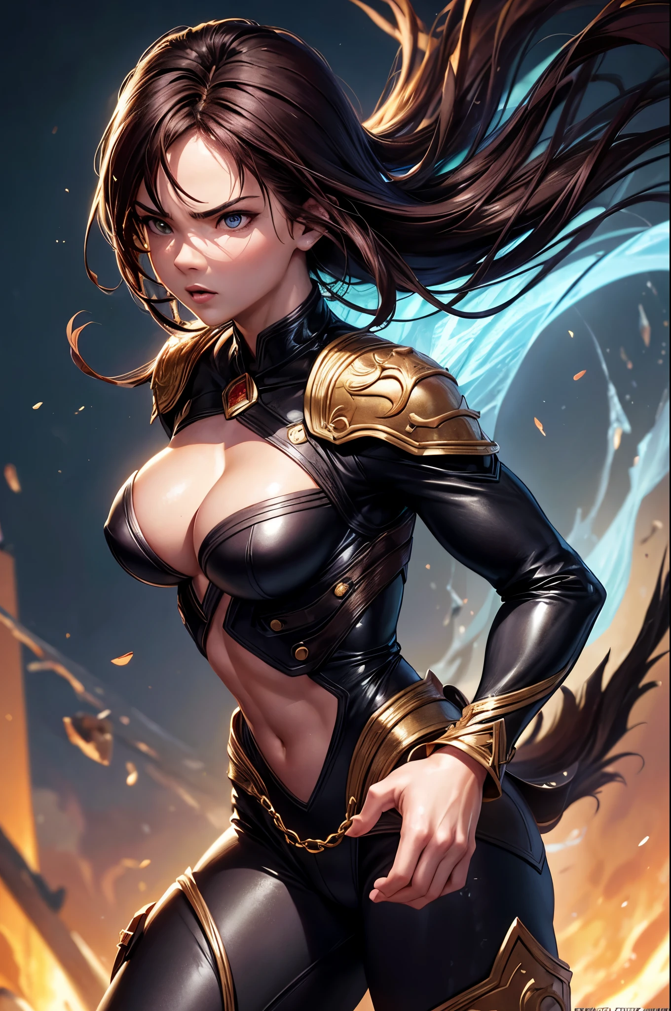 8k,Brown-haired ethnic female demon slayer,Super Beauty(Like the real thing),Sexy Demon Slayer Costumes,Toned Up, Muscular body,Perfect Anatomy,charm,Volume measurement,Body balance,Digital single-lens reflex camera, Soft lighting, Detailed Background, Written boundary depth, Volumetric lighting, Sharp focus,  Realistic proportions, Excellent anatomy, (Realistic, 超Realistic:1.4),  dawn,Ultra-high resolution,super beautiful expression,Fantasy art,Character Art,Wind effects:1.9、Cloud Effect:1.2、Full Rendering、Professional quality high resolution、Perfect contrast、Perfect lighting、Perfect composition、Perfect Fingers、Perfect breasts、Perfect Hair、Perfect Face、Realistic facial features,Highest quality,Slim figure,Perfect body line,Perfect hand shape,Anatomical Body Balance,Highly detailed face,Highly detailed eyes,Beautiful Lips,Excellent light particles,Cinema Lighting,compensate,Ultra-Realistic Skin,Muscle Body,Hard and strong abdominal muscles,Combat trousers,Battle Costume,Angry expression,Ready for battle,Releases energy,Black leather coat,Muscular Beauty,Dynamic fighting pose,Uplifting,