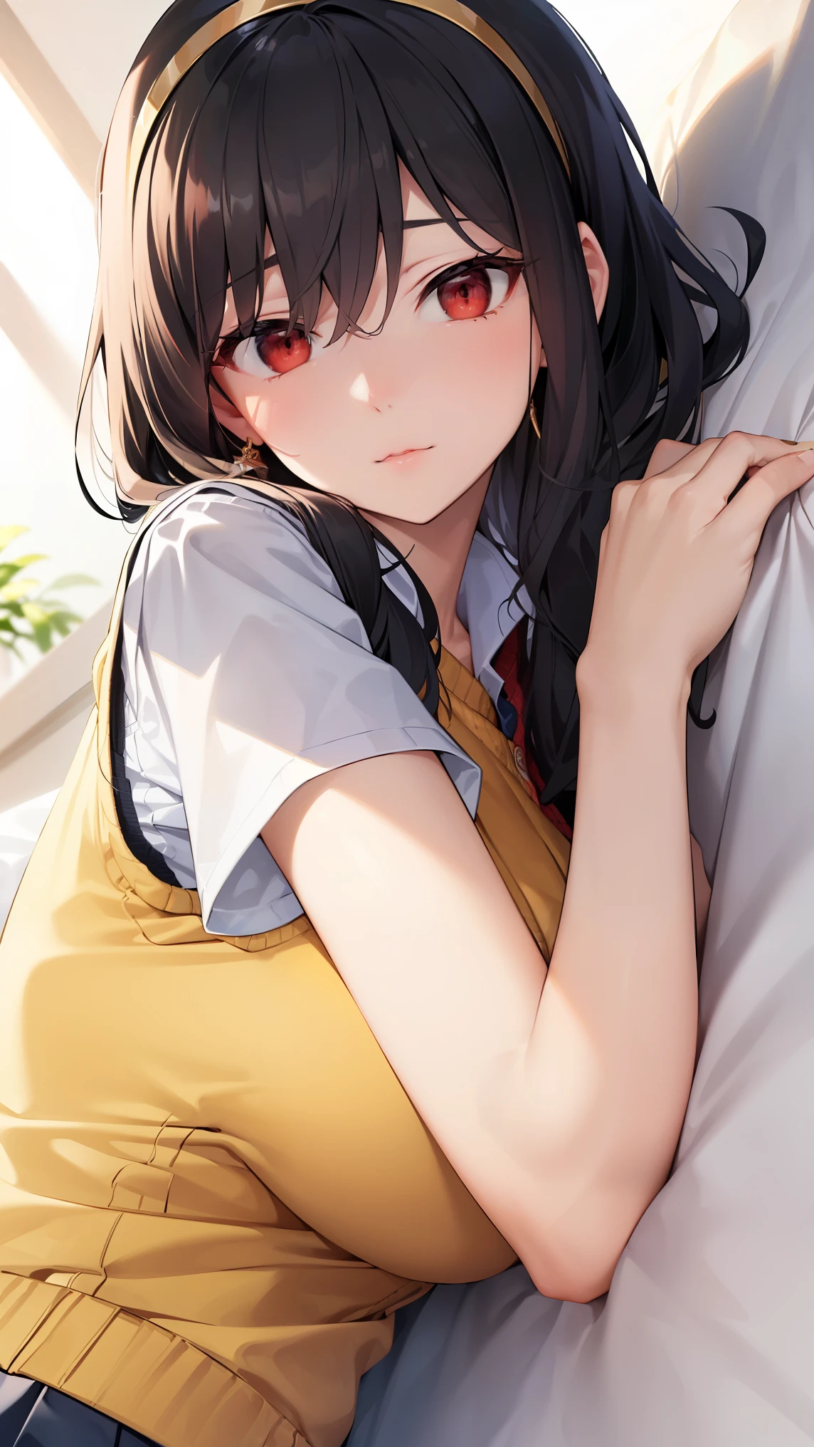 1 boy, pov hands, grab breasts、, closed eyes,There is no consciousness。school girl uniform、Expressionless、breasts out、open the front of the shirt