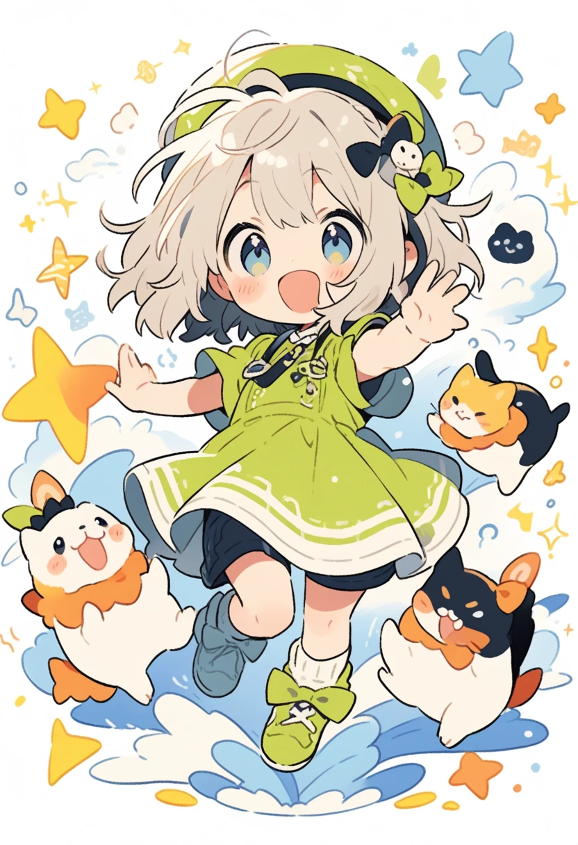 2D illustration, cute, Joyful、whole body