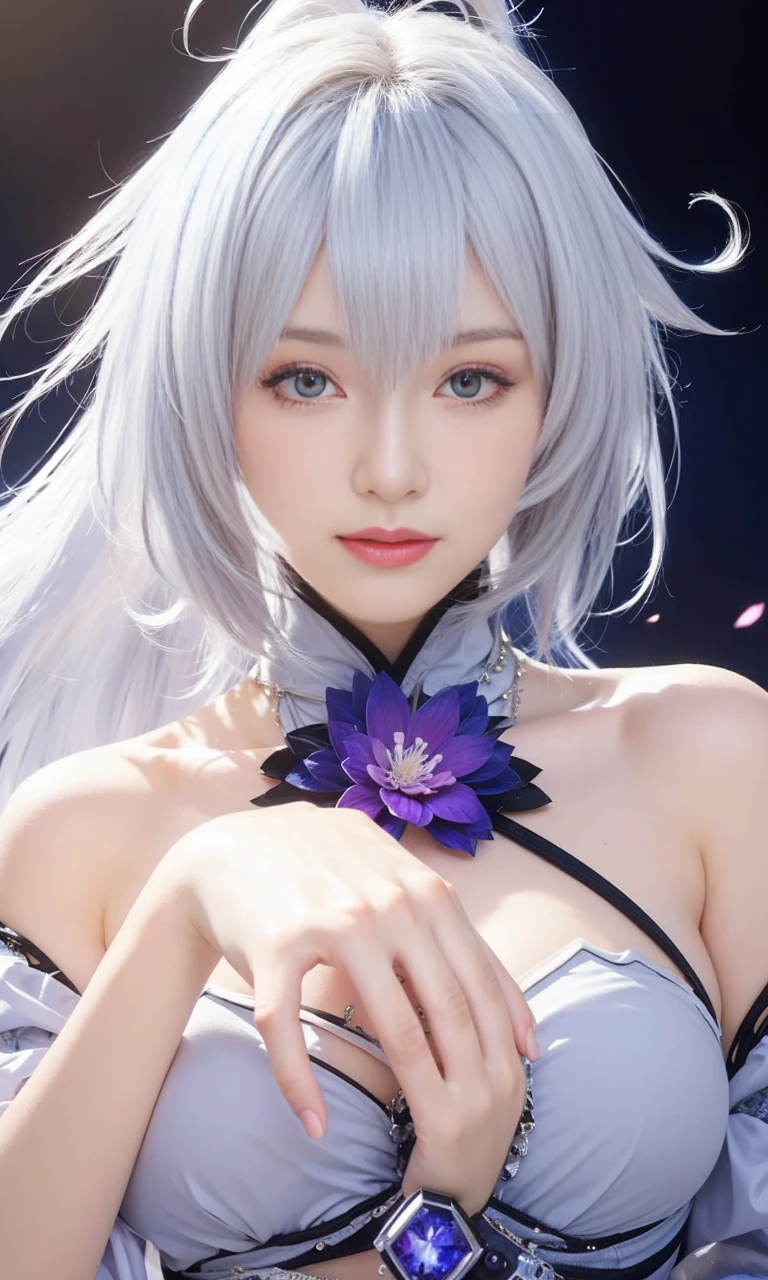 best quality, tmasterpiece,Ultra-high resolution,Clear face,(Reality:1.4),ferpect lighting,(upper body shot), (photorealistic:1.50), anime wallpaper, Guviz style artwork, cover-up fantasy up to magic , by Yang J, Guviz, beautiful artwork illustration, beautiful digital artwork, beautiful digital illustration, Li Song, beautiful anime portrait, art style in Beauvot,